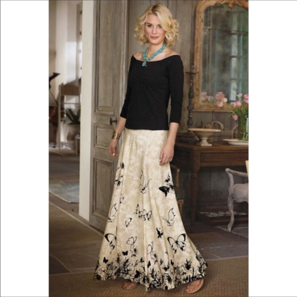 Soft Surroundings Butterfly Print Long Skirt
